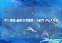 华为畅玩5a挑战王者荣耀，性能与体验大考验