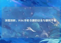 深度剖析，PUBG手机令牌的安全与便利平衡