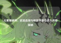 元素爆破师，武器选择与极致伤害及战斗风格探秘