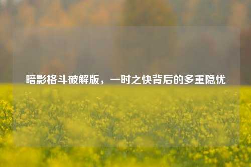 暗影格斗破解版，一时之快背后的多重隐忧